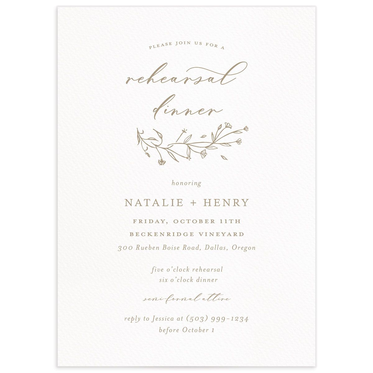 Illustrated Floral Rehearsal Dinner Invitations