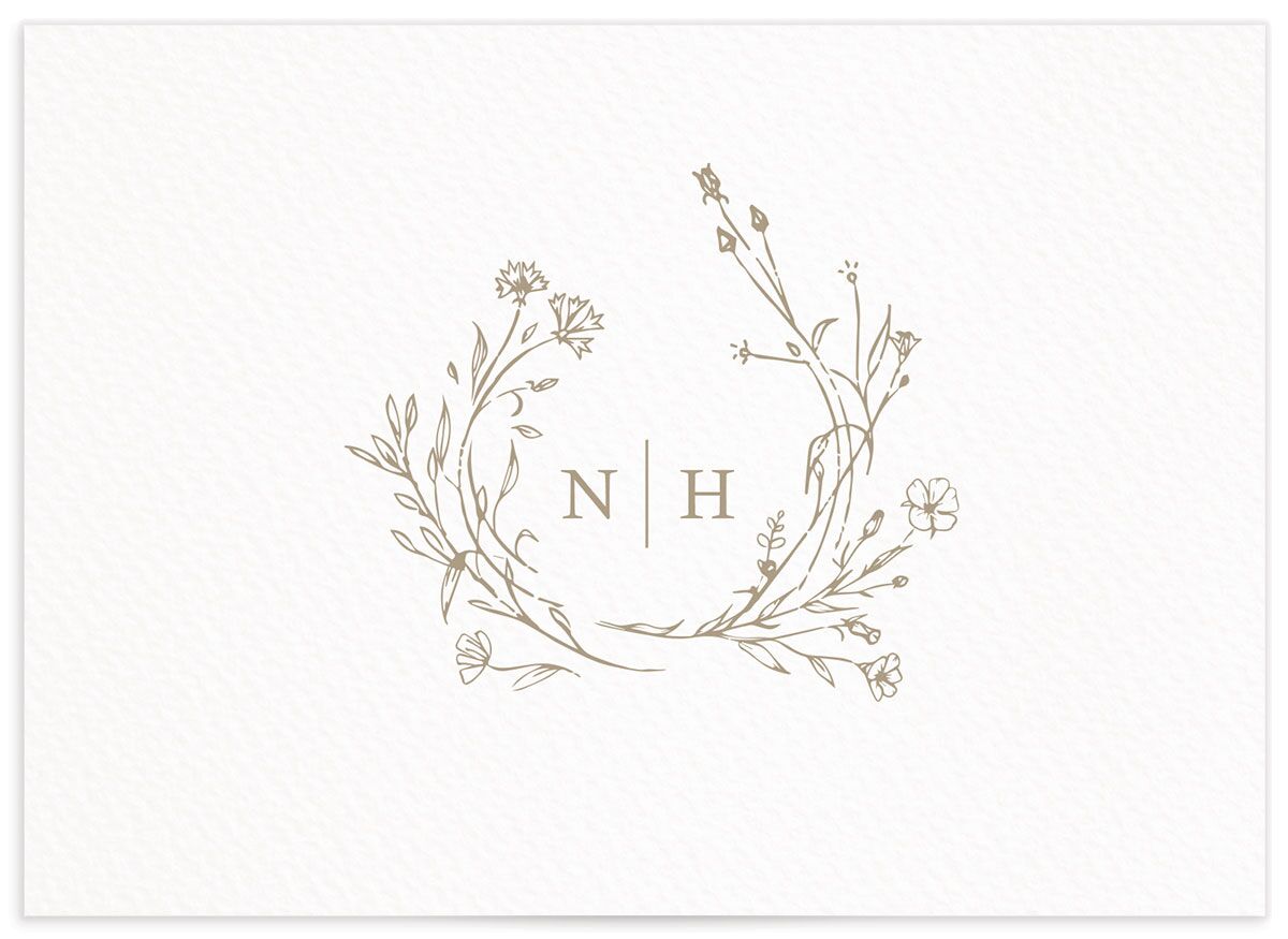 Illustrated Floral Wedding Response Cards back in brown