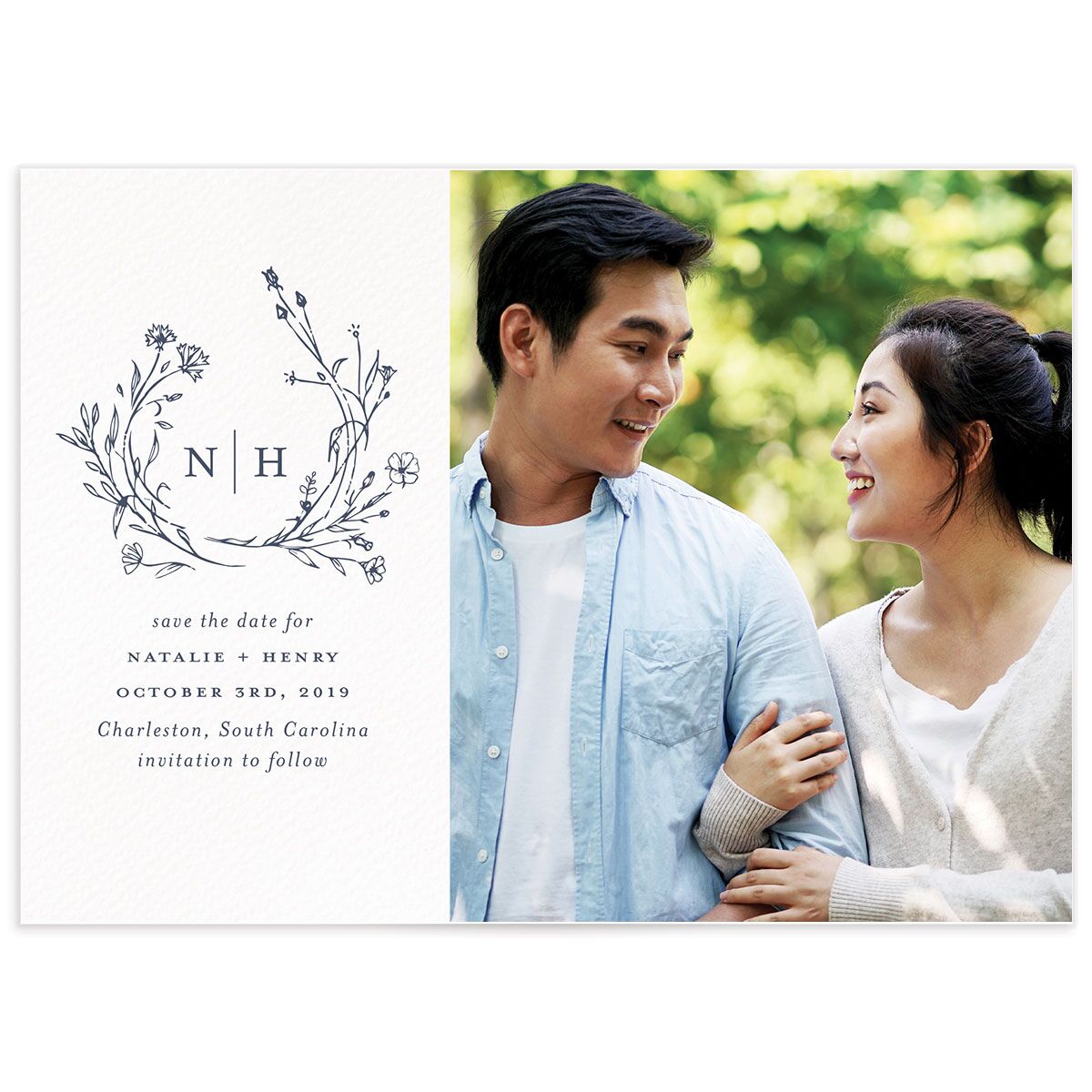 Illustrated Floral Save the Date Cards