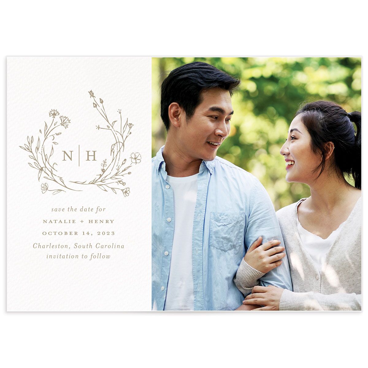 Illustrated Floral Save the Date Cards