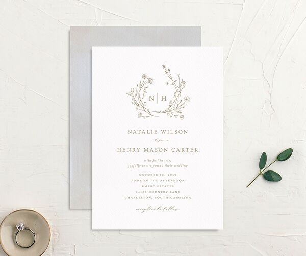 Illustrated Floral Wedding Invitations front-and-back