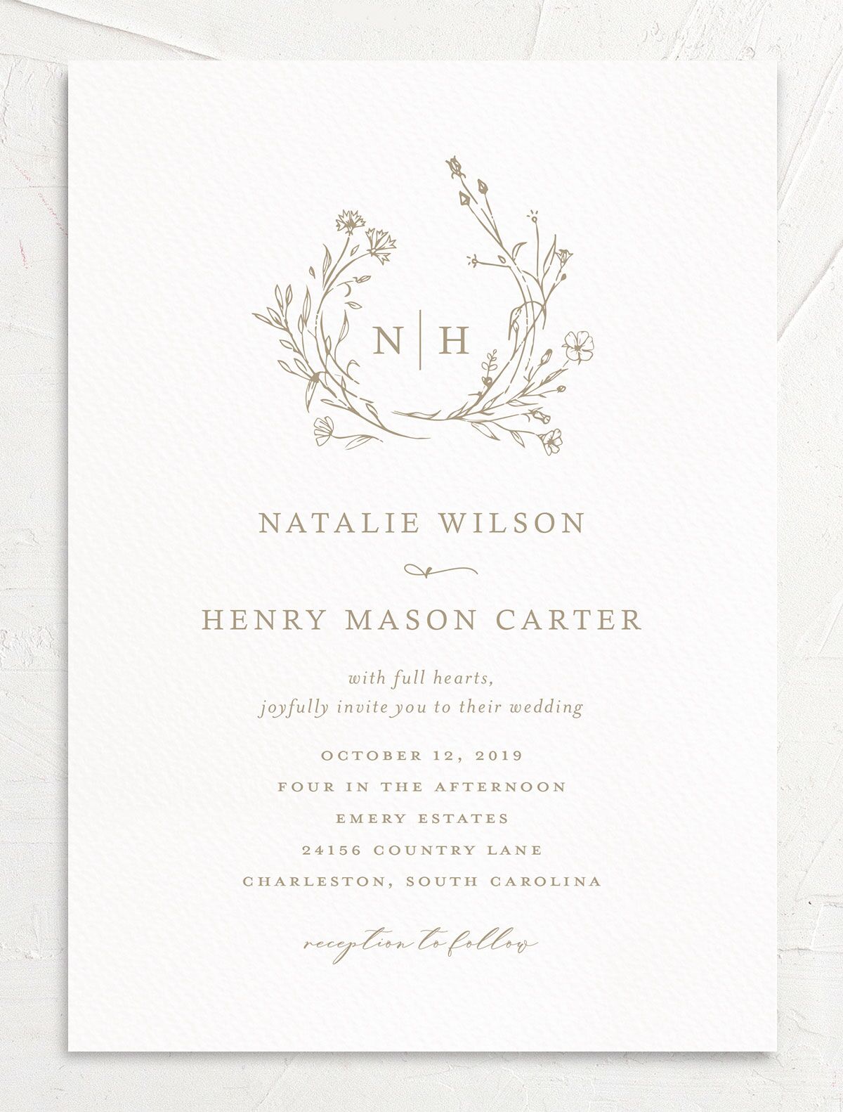 Illustrated Floral Wedding Invitations front