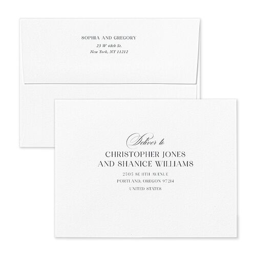 Classically Elegant Thank You Card Envelopes White Navy Both Recipient and Return Addresses Signature Standard