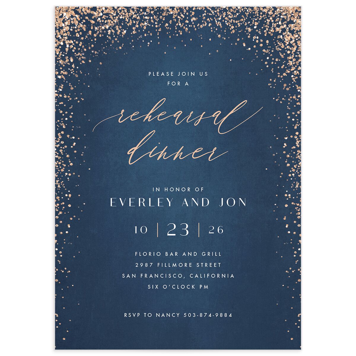 Sparkling Romance Rehearsal Dinner Invitations