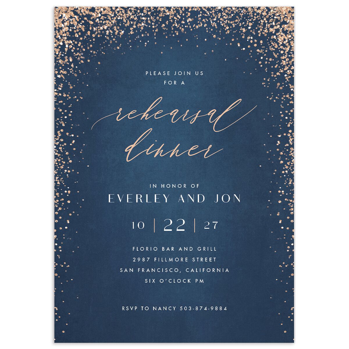 Sparkling Romance Rehearsal Dinner Invitations