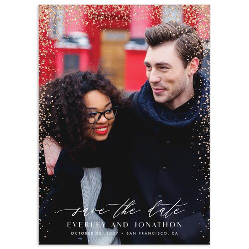Sparkling Romance Save The Date Cards Moody Blue Signature smooth No Standard