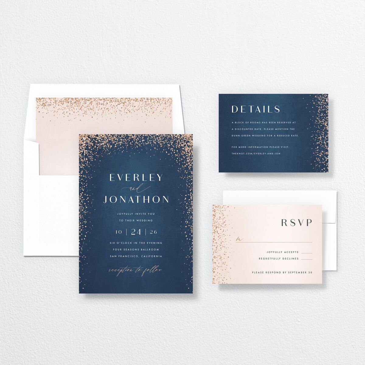 Sparkling Romance Wedding Invitations suite