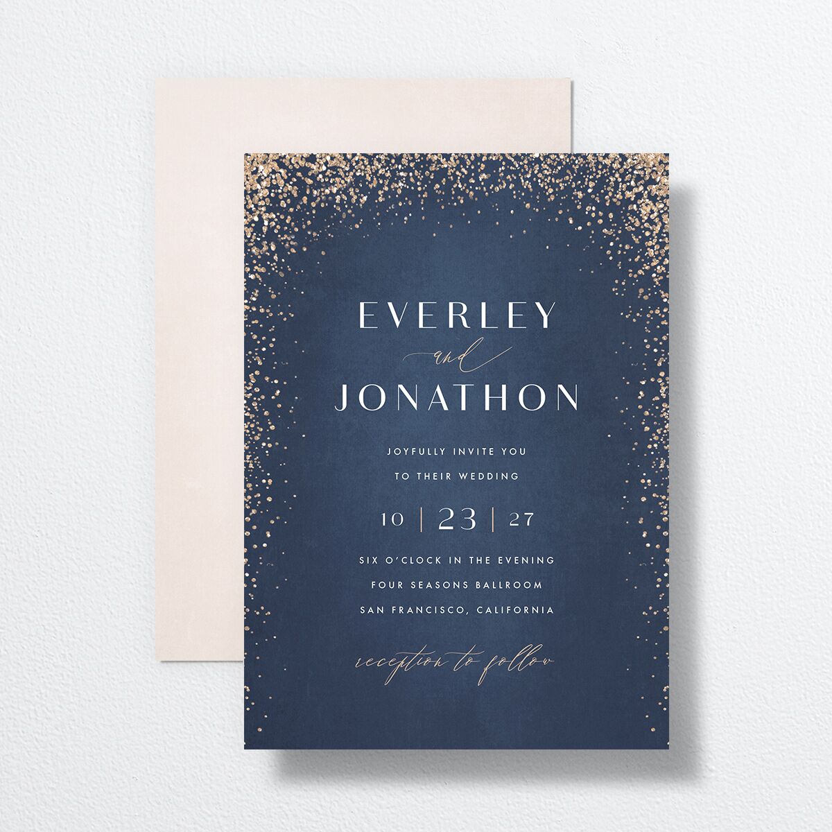 Sparkling Romance Wedding Invitations Moody Blue Signature No Standard