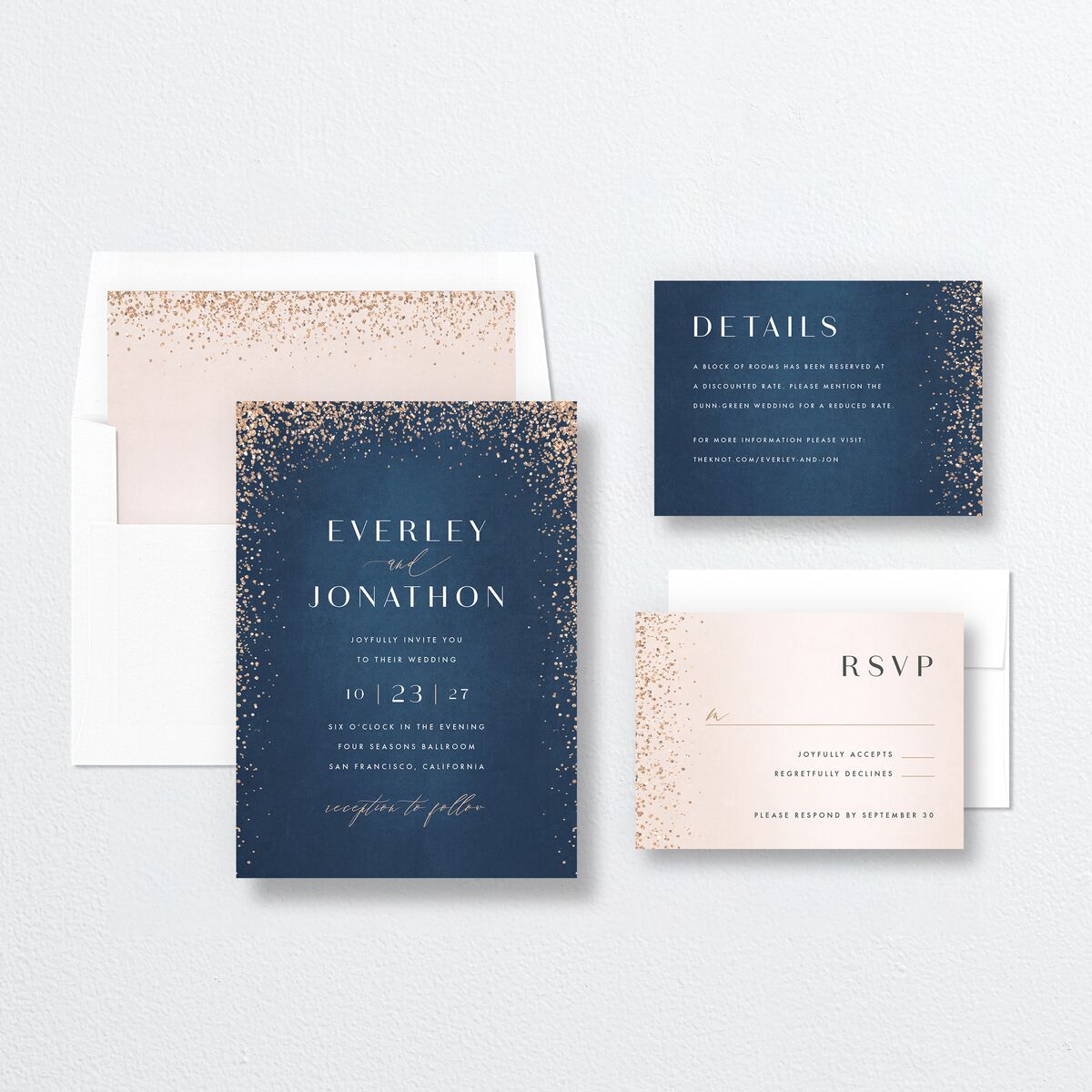 Sparkling Romance Wedding Invitations Moody Blue Signature No Standard
