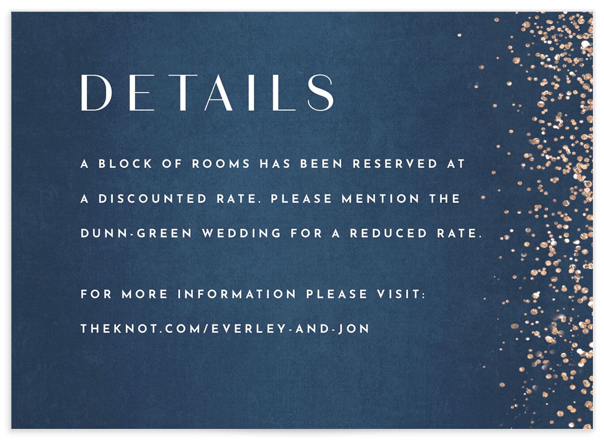 Elegant Glamour Wedding Enclosure Cards front