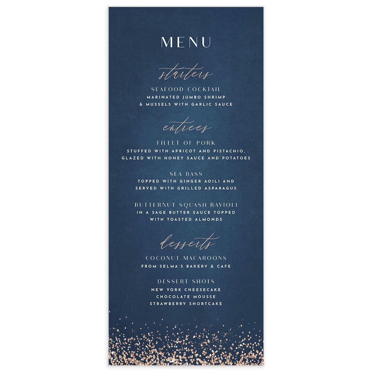 Elegant Glamour Menus front