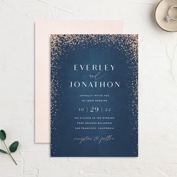 Elegant Glamour Wedding Invitations French Blue Signature No