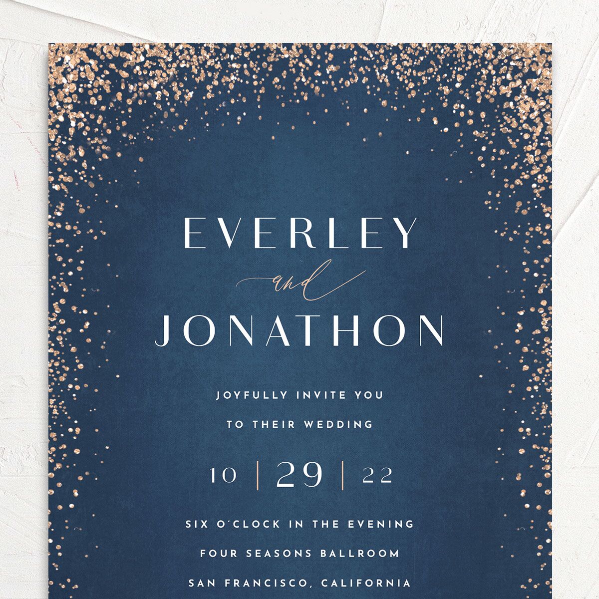 Elegant Glamour Wedding Invitations French Blue Signature No