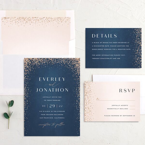 Elegant Glamour Wedding Invitations French Blue Signature No