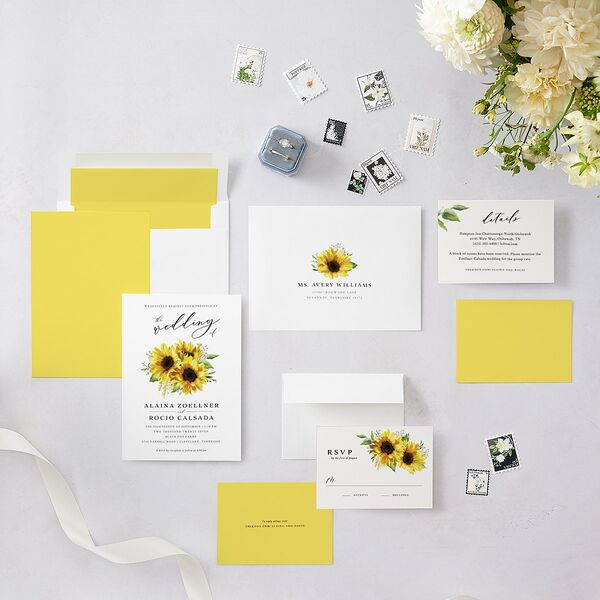 Rustic Sunflower Wedding Invitations Solar Power Signature Blank No