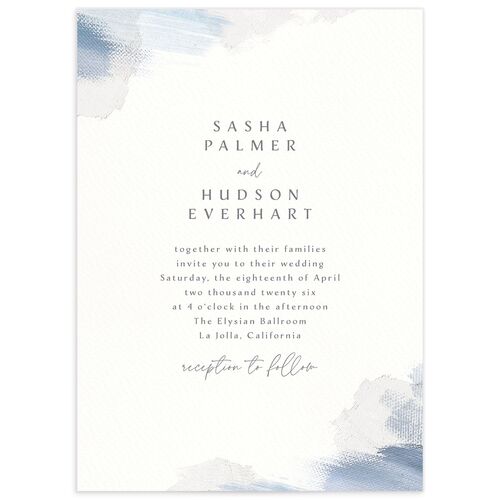 Minimal Brush Wedding Invitations - Blue