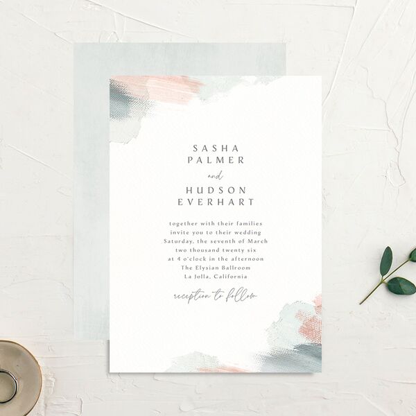 Painted Brushstroke Wedding Invitations Jewel Green Signature No