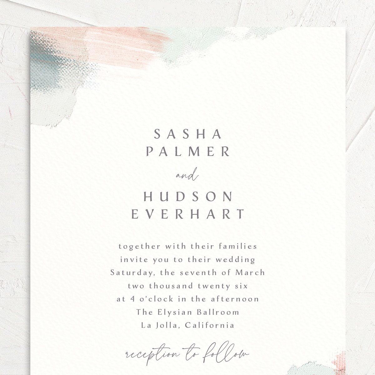 Painted Brushstroke Wedding Invitations Jewel Green Signature No