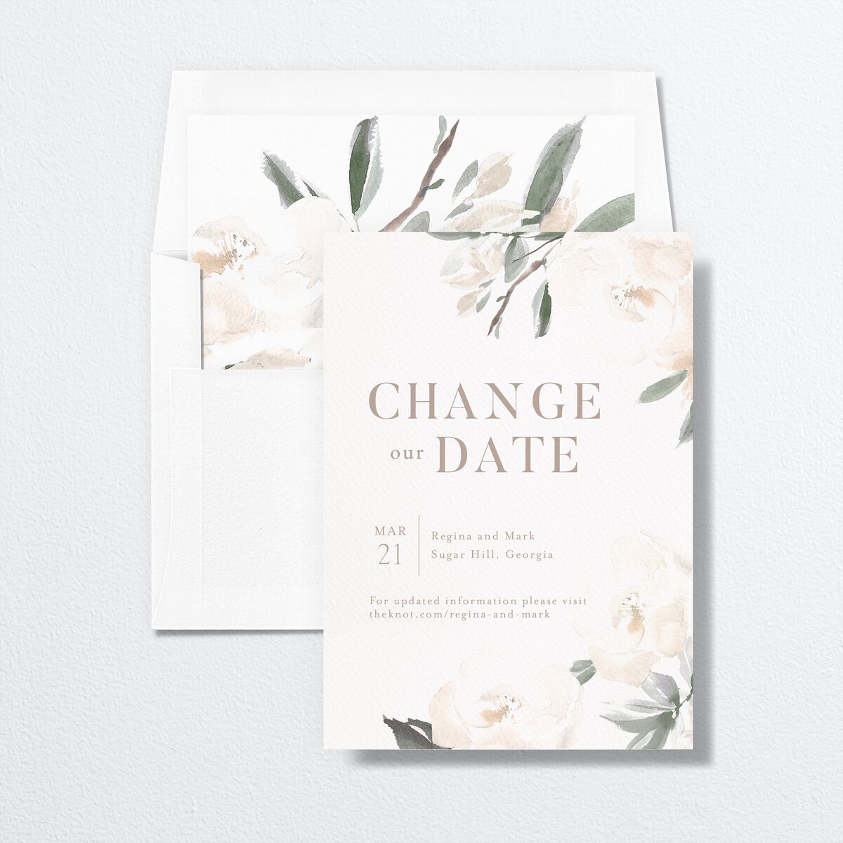 Elegant Garden Change the Date Cards envelope-and-liner in Green
