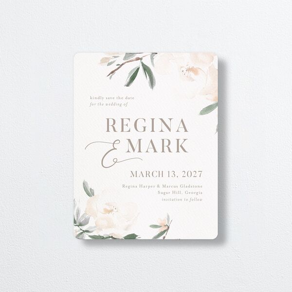 Elegant Garden Save The Date Magnets front in Green