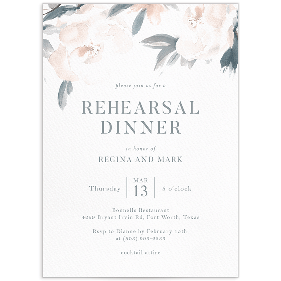 Floral Elegance Rehearsal Dinner Invites