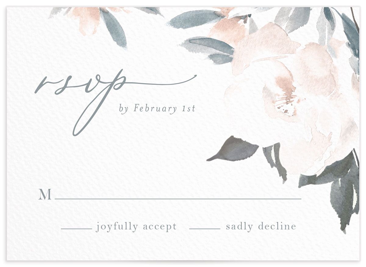 Floral Elegance Response Cards front in blue