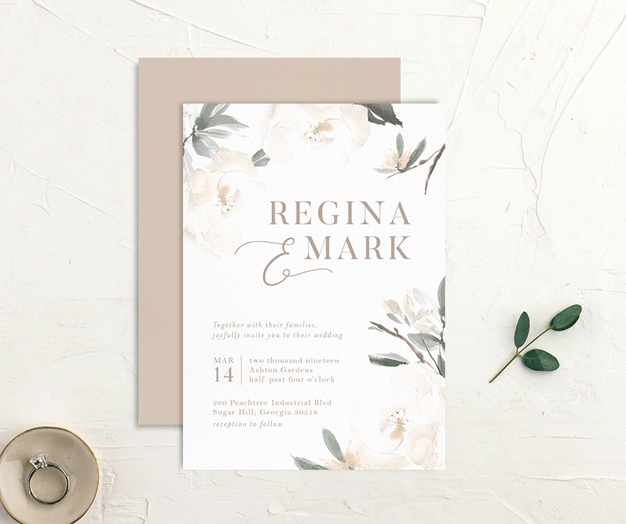 Floral Elegance Wedding Invitations Jewel Green Signature No