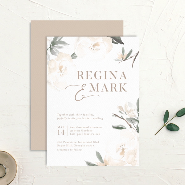 Floral Elegance Wedding Invitations Jewel Green Signature No