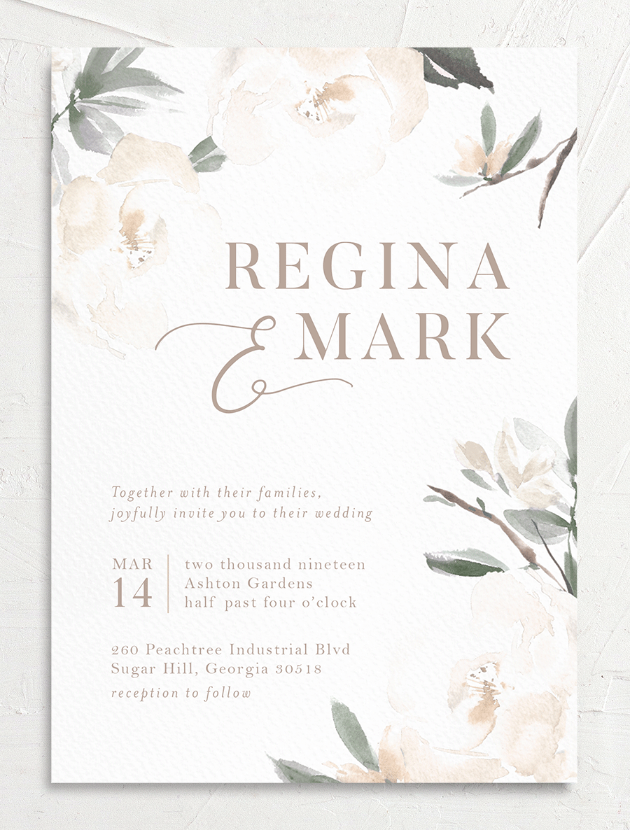 Floral Elegance Wedding Invitations Jewel Green Signature No