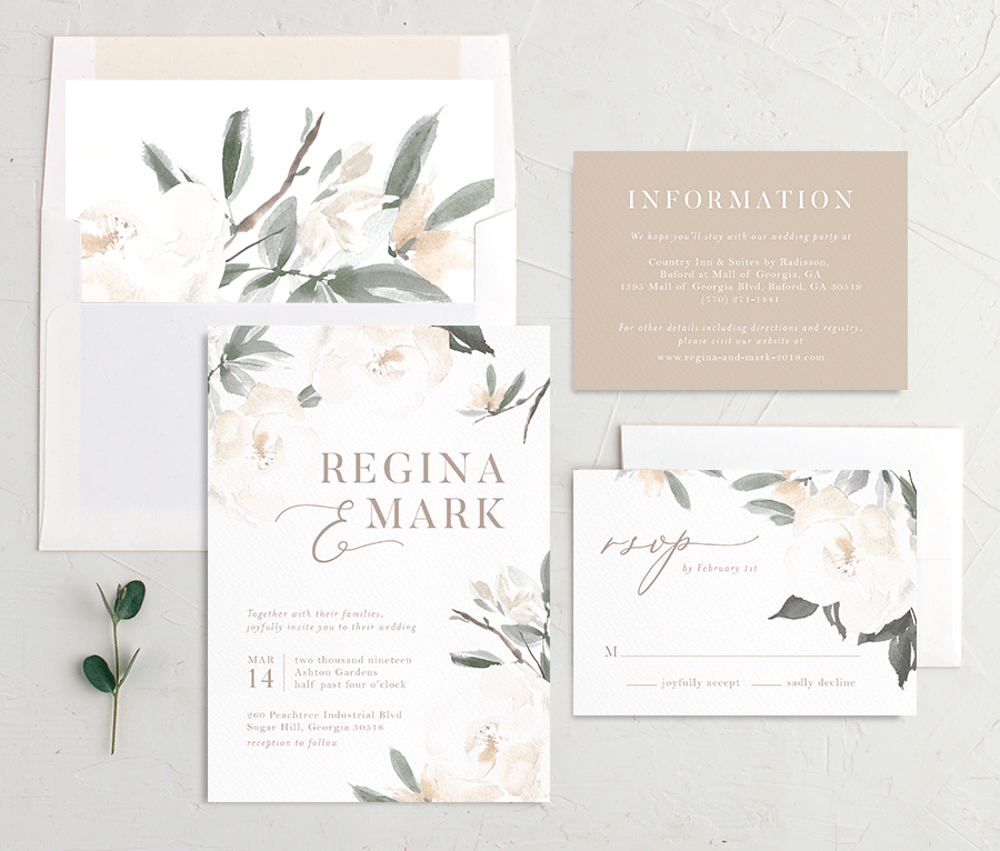 Floral Elegance Wedding Invitations Jewel Green Signature No