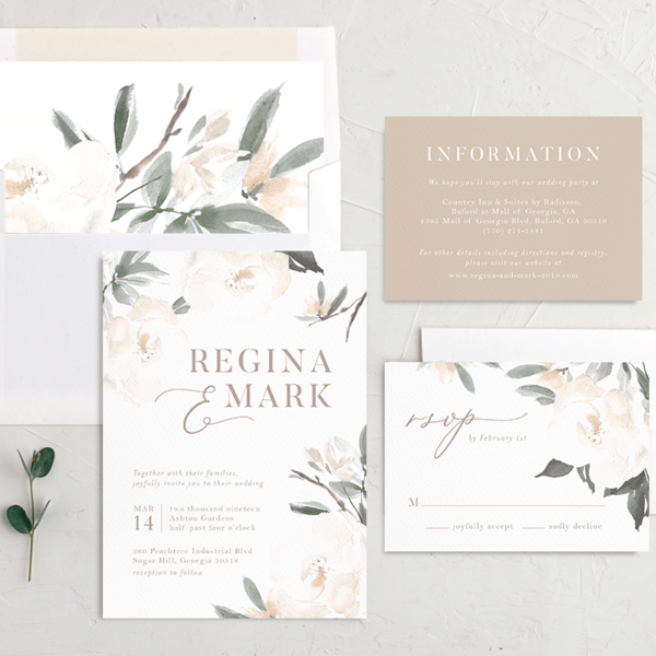 Floral Elegance Wedding Invitations Jewel Green Signature No