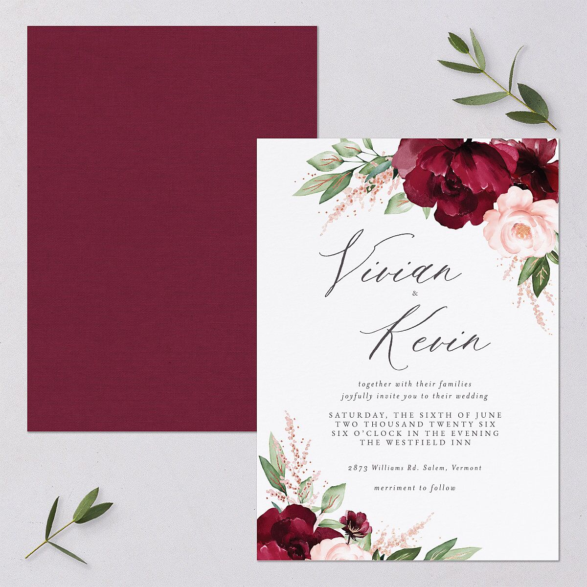 Beloved Floral Foil Wedding Invitations — view 1