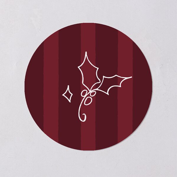 Hand Drawn Starry Christmas Photo Holiday Stickers Burgundy Circle