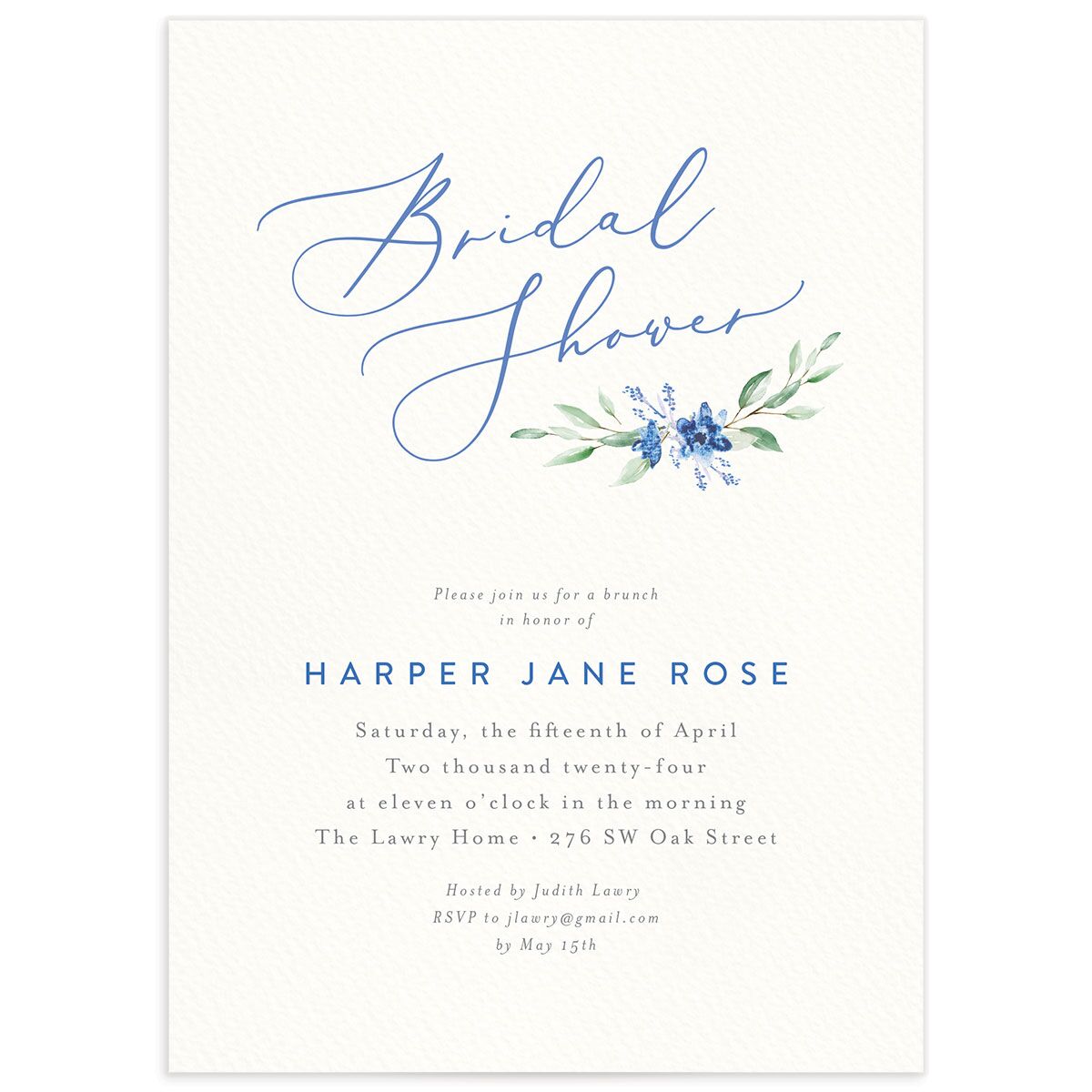 Watercolor Crest Bridal Shower Invitations