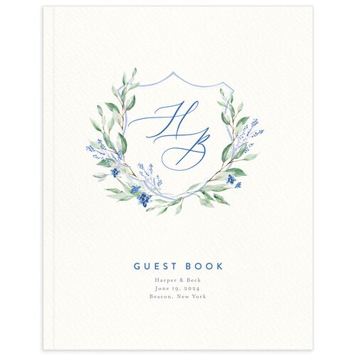 Watercolor Crest Wedding Guest Book - 