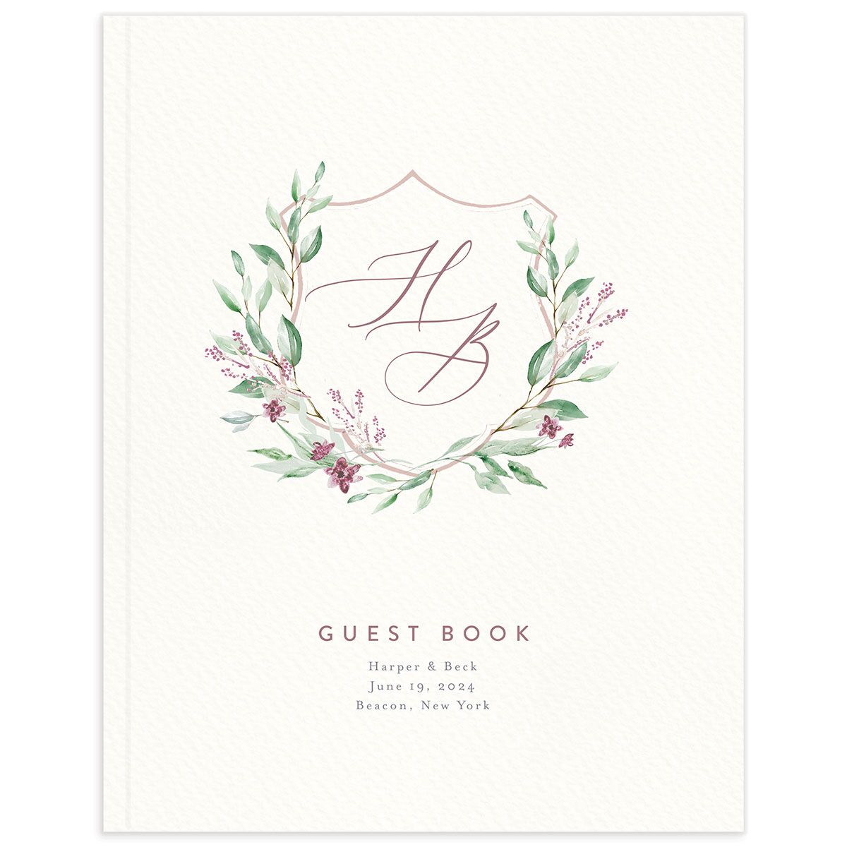 Watercolor Crest Wedding Guest Book