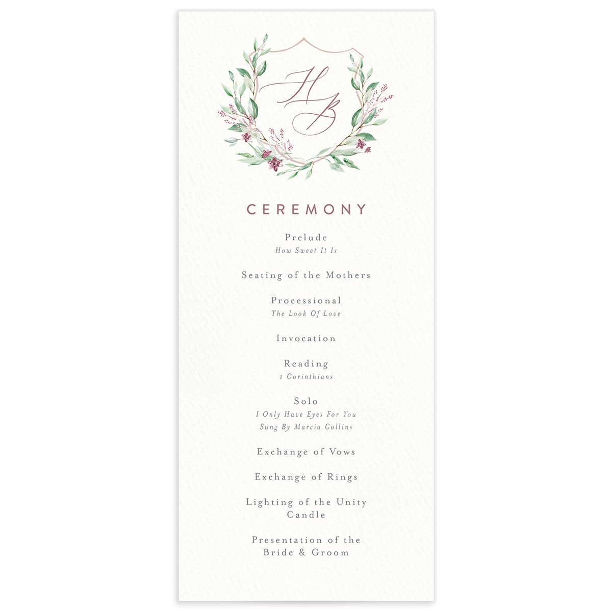 Watercolor Crest Wedding Programs