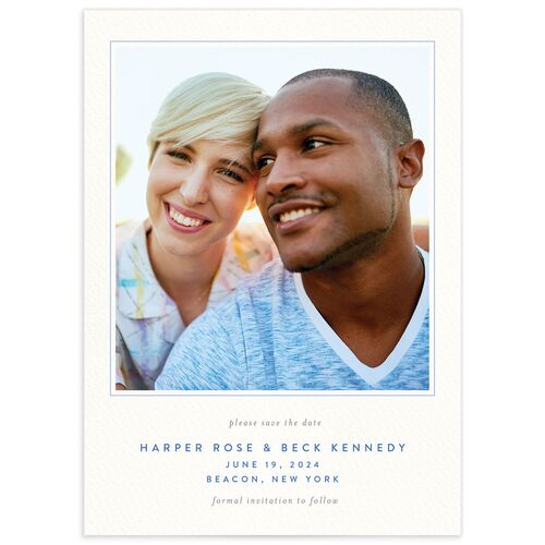 Watercolor Crest Save The Date Cards Cornflower Signature smooth No