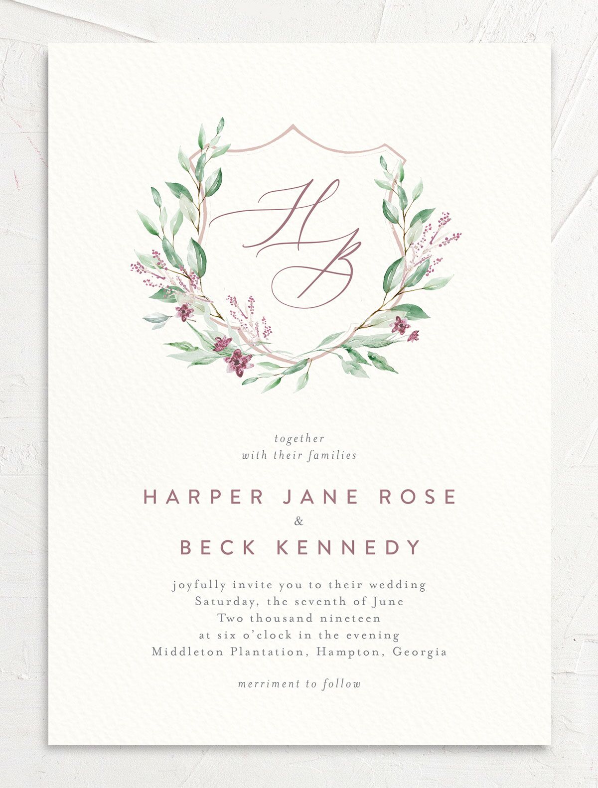 Rustic Emblem Wedding Invitations front