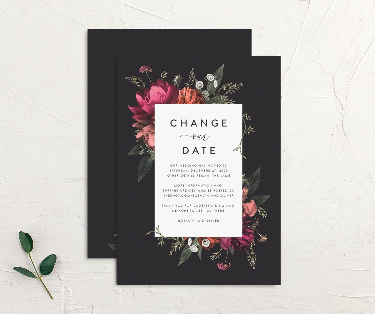 Blooming Botanical Change the Date Cards Midnight Signature