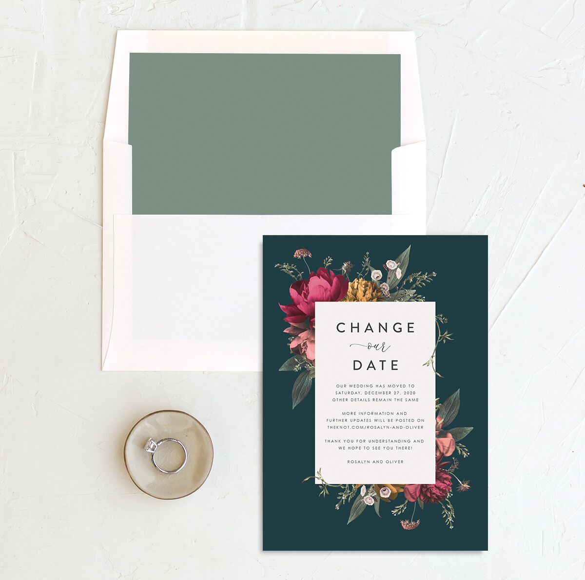 Blooming Botanical Change the Date Cards Ink Blue Signature