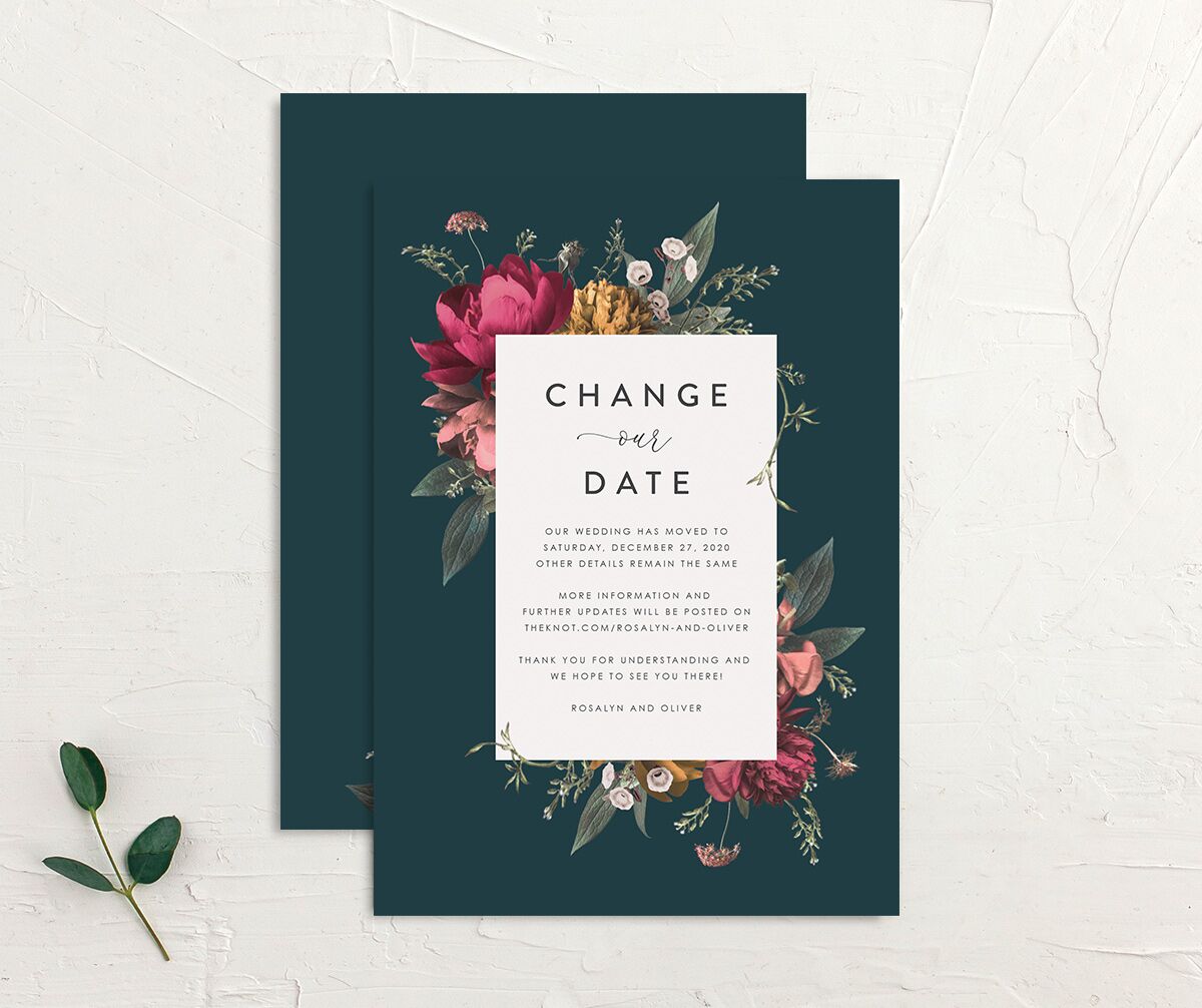Blooming Botanical Change the Date Cards Ink Blue Signature