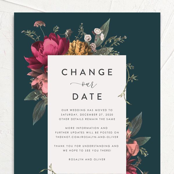 Blooming Botanical Change the Date Cards Ink Blue Signature