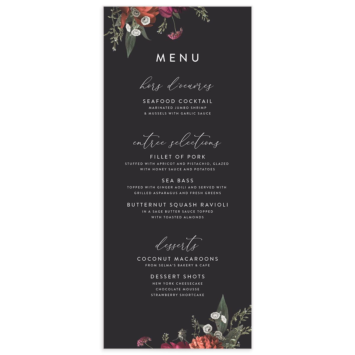 Blooming Botanical Menus