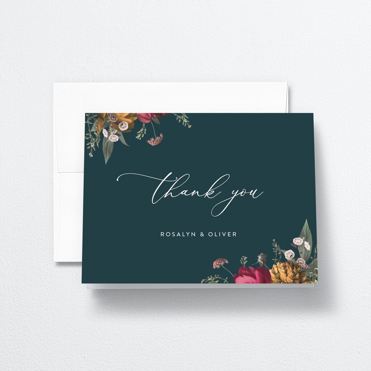 Blooming Botanical Thank You Cards Ink Blue