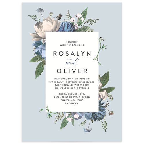 Blooming Botanical Wedding Invitations - Blue