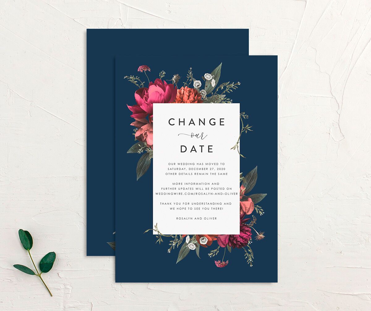 Classic Garden Change the Date Cards front-and-back in blue