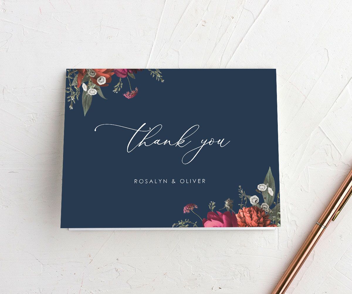 Classic Garden Thank You Cards front in blue