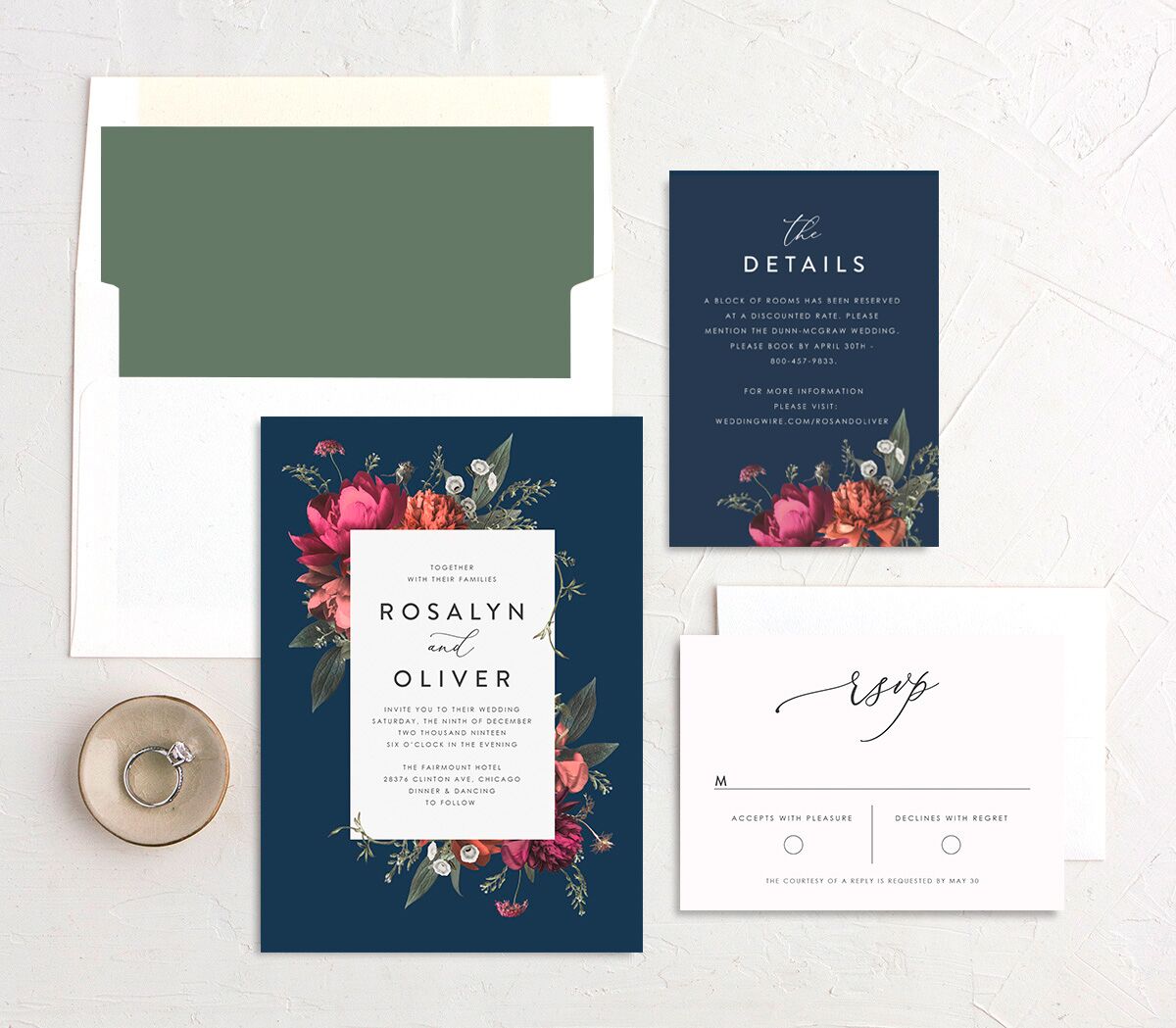 Classic Garden Wedding Invitations French Blue Signature No