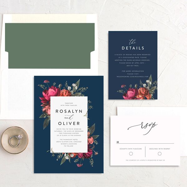 Classic Garden Wedding Invitations French Blue Signature No